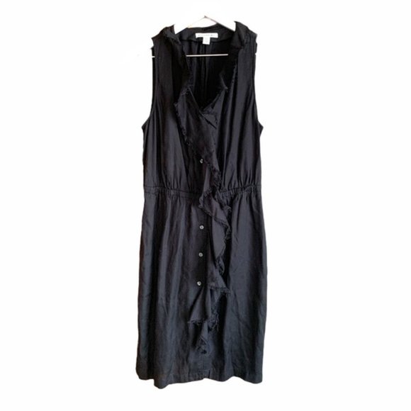 Banana Republic Black Button Front Ruffle Dress - Picture 1 of 1